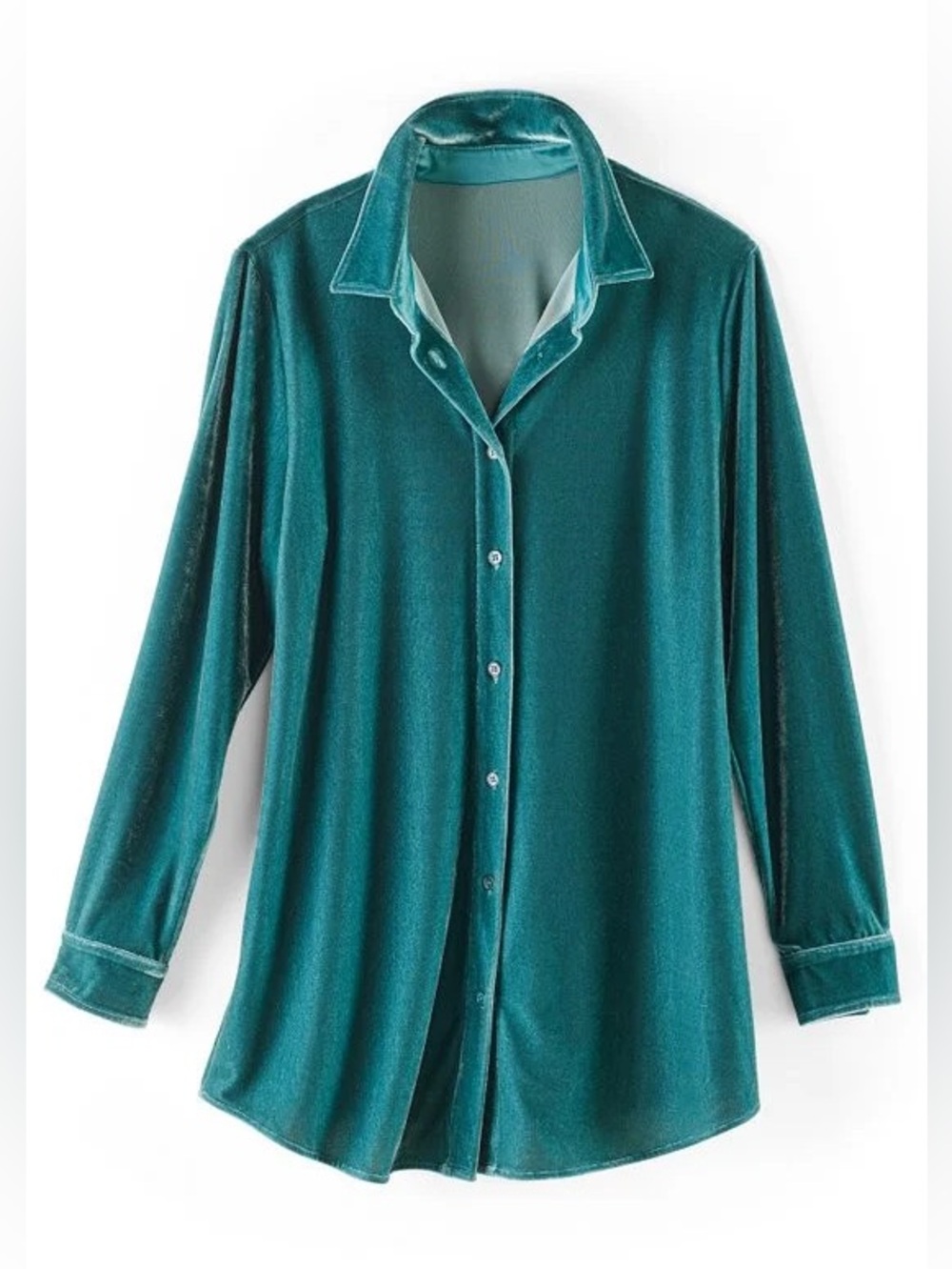 Soft Surroundings Emerald Green
Velvet Boyfriend Tunic Shirt Button Up